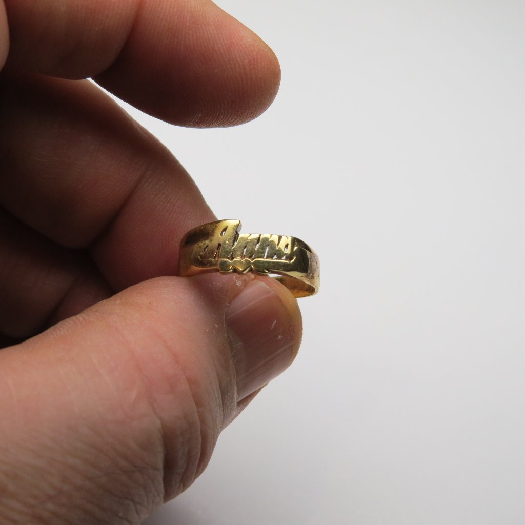 14k Gold Name Ring Anna Hand Made